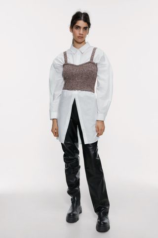 Zara + Twisted Knit Crop Top