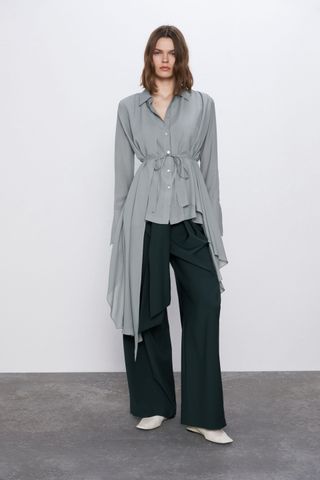 Zara + Tied Asymmetric Shirt