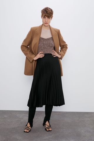 Zara + Wool Blend Double Breasted Blazer