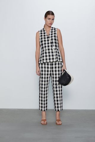 Zara + Two-Tone Plaid Vest
