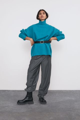 Zara + Wool Blend High Collar Sweater