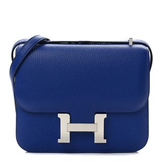 Hermès + Chevre Mysore Constance 18 Bleu Electrique