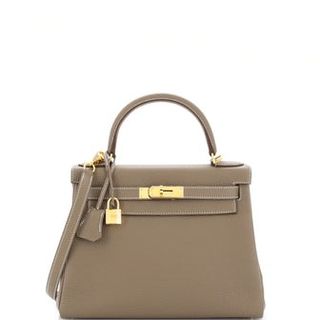 Hermès + Kelly Handbag Grey Togo With Gold Hardware 28