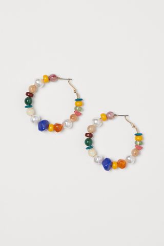 H&M + Beaded Hoop Earrings