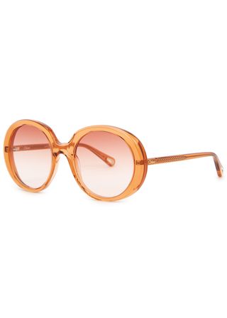 Chloé + Esther Orange Oval-Frame Sunglasses