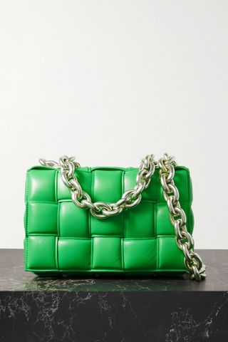 Bottega Veneta + Cassette Chain-Embellished Padded Intrecciato Leather Shoulder Bag