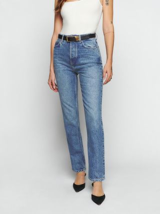 Reformation + Cynthia High Rise Straight Jeans