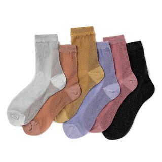 Stylegaga + Shiny Pearl Socks Colorful Glitter Crew Socks