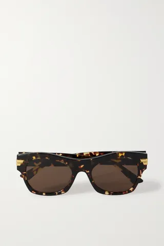 Bottega Veneta + Square-Frame Tortoiseshell Acetate Sunglasses