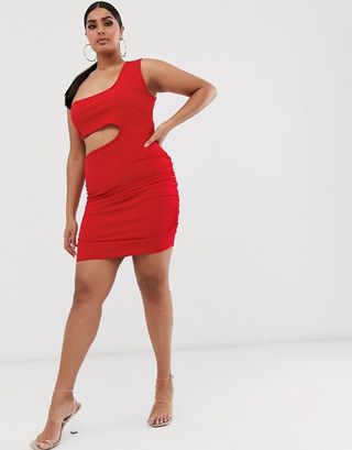 Fashionkilla + One Shoulder Cutout Ruched Mini Dress