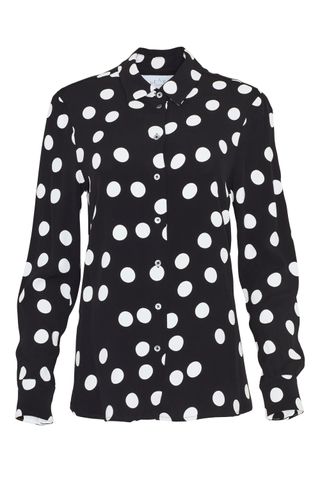Pearl by Lela Rose + Polka Dot Button Front Top