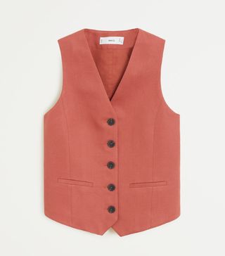 Mango + Linen Blend Waistcoat