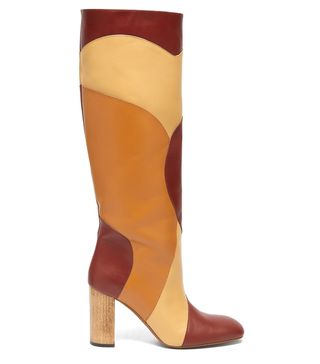 Ssone + Tina Knee-High Patchwork-Leather Boots
