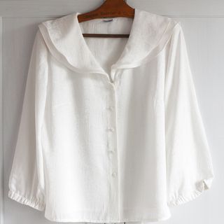 Vintage + 1980's Shirt With Ruffle Collar