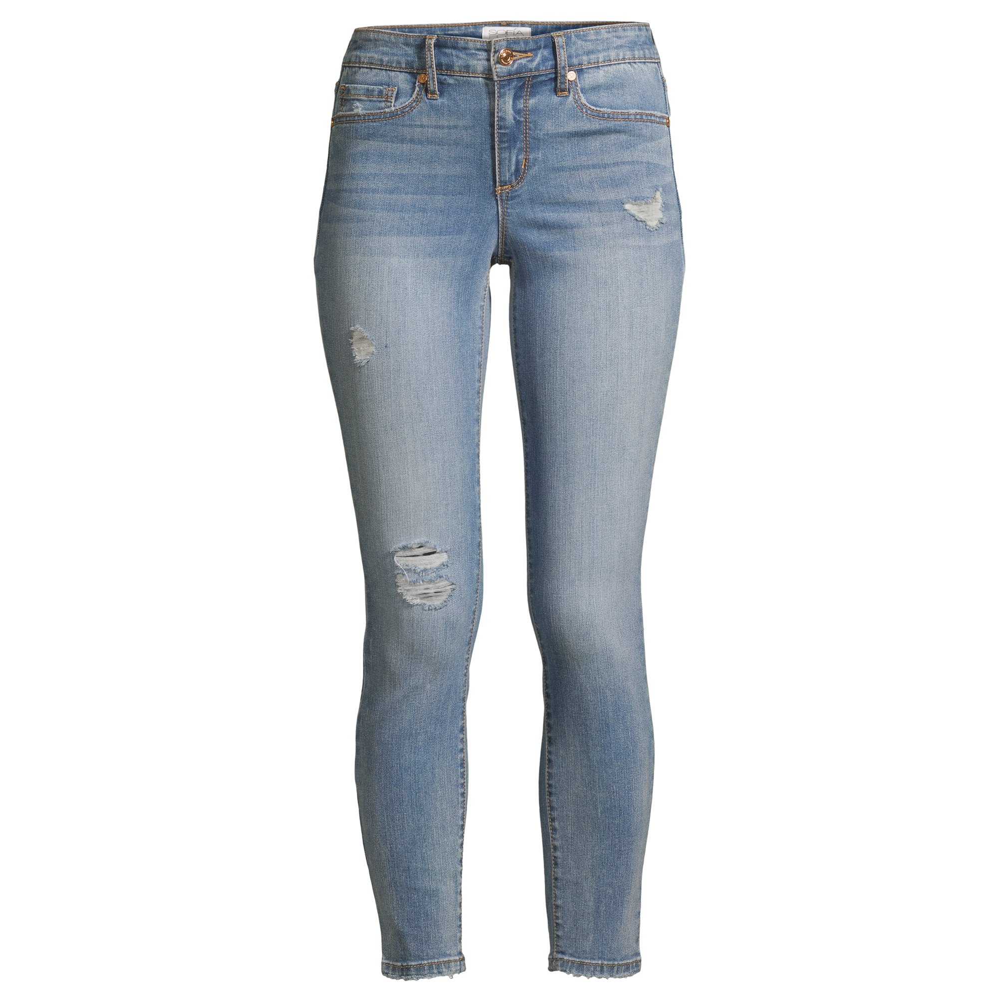 Sofia Jeans by Sofia Vergara + Sofia Skinny Distressed Mid Rise Stretch Ankle Jean