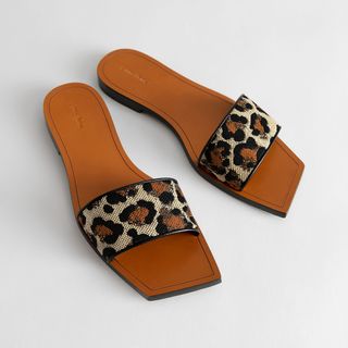 & Other Stories + Leather Square Toe Slip On Sandals
