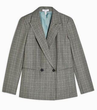 Topshop + Considered Mint Check Double Breasted Blazer