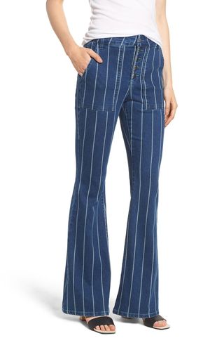 Tinsel + Stripe High Waist Flare Jeans