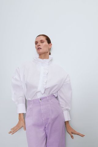 Zara + Oversized Ruffled Shirt