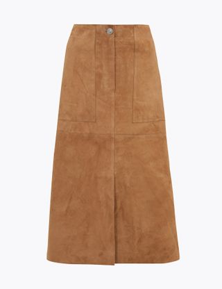 Marks and Spencer + Suede A-Line Midi Skirt