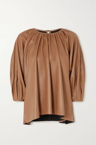 Frankie Shop + Gathered Faux Leather Top