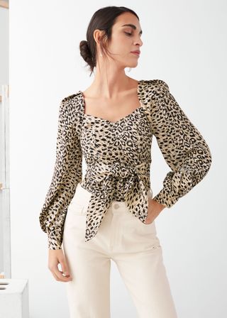 & Other Stories + Leopard Knot Tie Blouse