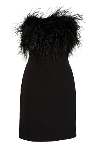 Bardot + Strapless Feather Neck Cocktail Dress
