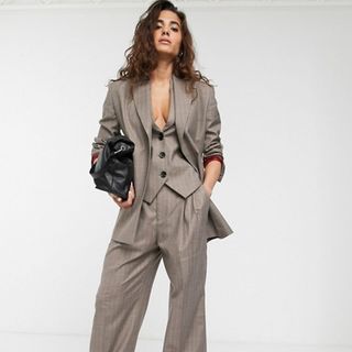 ASOS Design + Suit with Gray Pinstripe