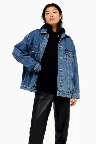 Topshop + Blue Denim Super Oversized Jacket
