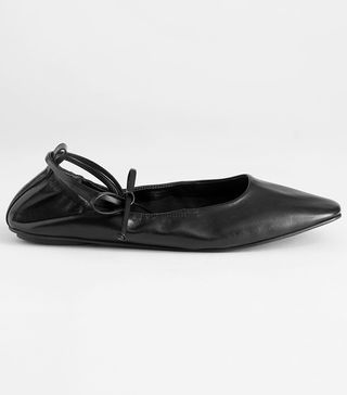& Other Stories + Square Toe Leather Lace-Up Flats
