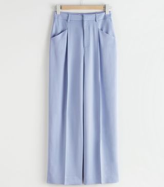 & Other Stories + High Waisted Pleated Twill Trousers