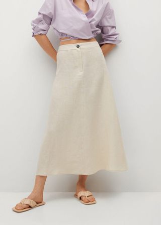 Mango + Linen Midi Skirt