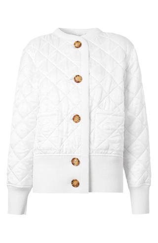 Burberry + Nairn Quilt Front Logo Jacquard Sweater Jacket