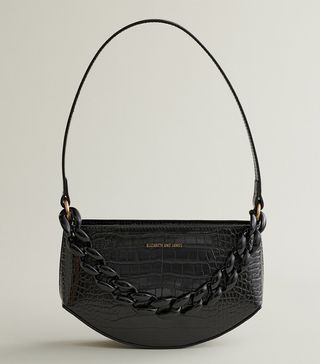 Elizabeth and James + Croco Shoulder Bag with Chunky Chain