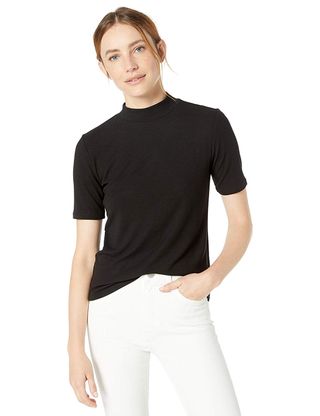The Drop + Joanna Short-Sleeve Mock Neck Ribbed T-Shirt