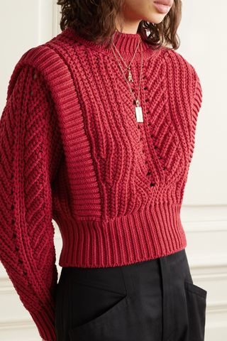 Isabel Marant + Prune Ribbed Pointelle-Knit Sweater