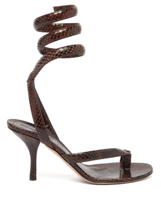Bottega Veneta + Snake-Effect Leather Sandals