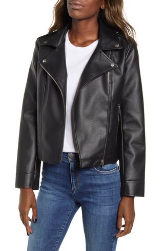 BB Dakota + Faux Leather Moto Jacket