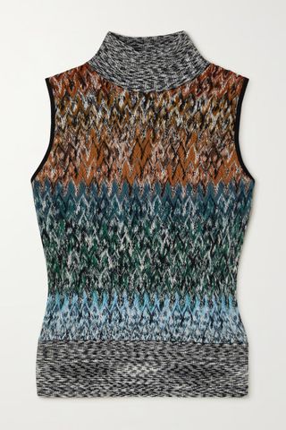 Missoni + Crochet-Knit Wool-Blend Turtleneck Vest