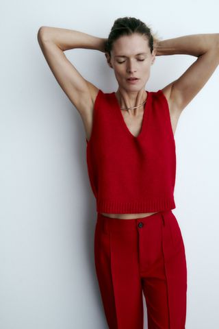Zara + Cropped Knit Vest
