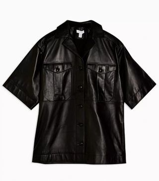 Topshop + **Black Leather Shirt By Topshop Boutique