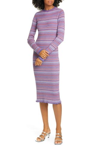Stine Goya + Tinita Stripe Long Sleeve Wool Blend Dress