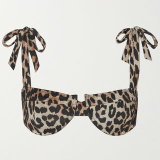 Ganni + Leopard Print Bikini Top
