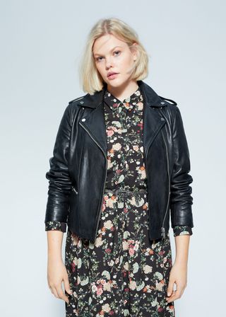 Violeta by Mango + Leather Biker Jacket