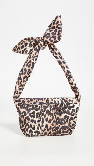 Ganni + Tie Shoulder Leopard Shoulder Bag