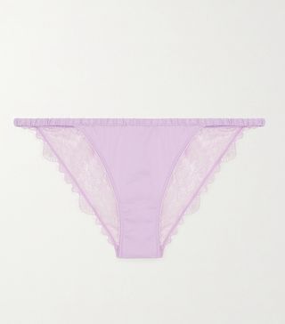 Love Stories + Wild Rose Hammered-Satin and Lace Briefs