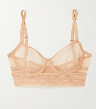 Else + Bare Stretch-Tulle Underwired Bra