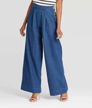 Who What Wear x Target + Mid-Rise Wide Leg Side Button Pants