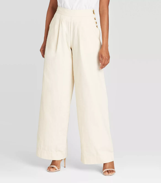 Who What Wear x Target + Mid-Rise Wide leg Side Button Pants