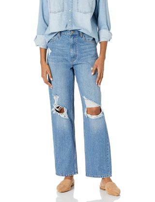 The Drop + Annalise Distressed Loose-Fit Straight Leg Jeans